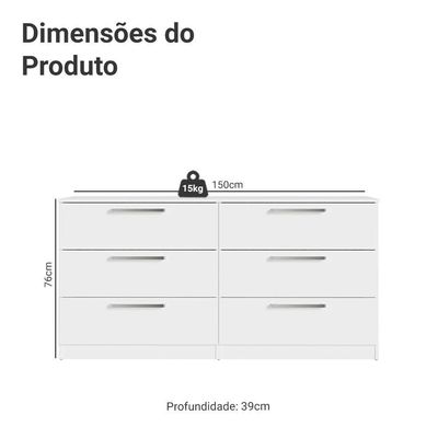 Kit Guarda-roupa Infantil Max 2 Portas De Correr + Cômoda Branco Madesa Branco