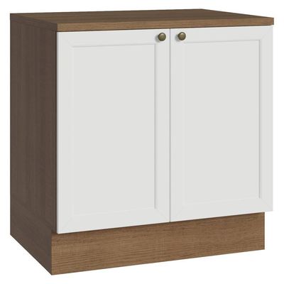 Balcão De Cozinha 80 Cm 2 Portas Rustic/branco Vik Madesa Rustic/branco