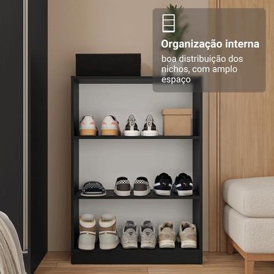 Estante Sapateira 3 Prateleiras Sem Portas Preto Madesa