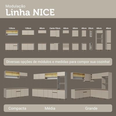 Armário Aéreo 60 Cm Nicho Para Microondas/forno Elétrico Nice Madesa Crema