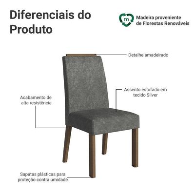 Kit 2 Cadeiras De Jantar 4255 Com Espaldar Rustic-silver Madesa