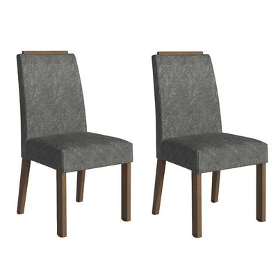 Kit 2 Cadeiras De Jantar 4255 Com Espaldar Rustic-silver Madesa