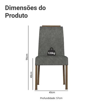 Kit 2 Cadeiras De Jantar 4255 Com Espaldar Rustic-silver Madesa