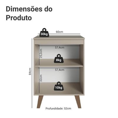 Balcão De Cozinha 60 Cm 1 Porta Com Pés Nice Madesa Crema