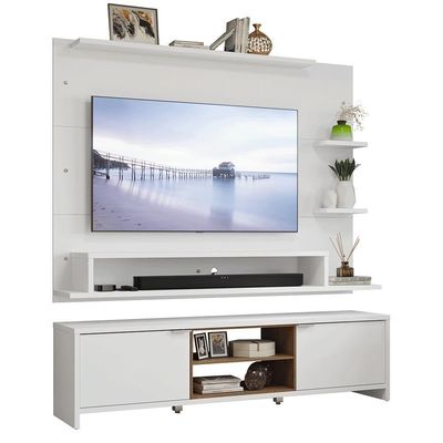 Rack Com Painel Para Tv Até 60 Polegadas 180 Cm Branco/rustic Metz Madesa Branco/rustic