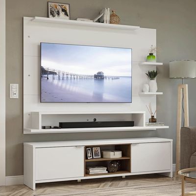 Rack Com Painel Para Tv Até 60 Polegadas 180 Cm Branco/rustic Metz Madesa Branco/rustic