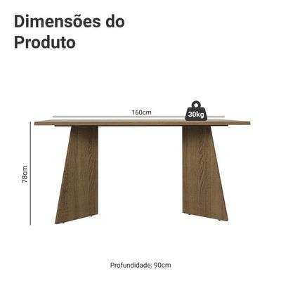 Mesa De Jantar Retangular Tampo De Madeira 5389 Rustic-crema Madesa