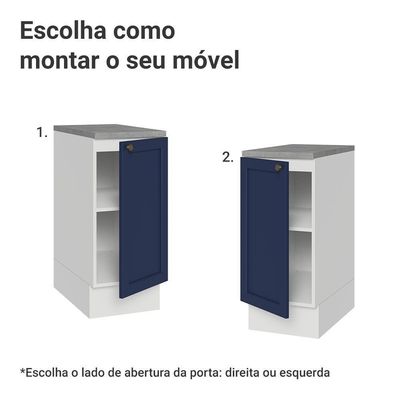 Balcão De Cozinha 35 Cm 1 Porta Branco/azul Vik Madesa Branco/azul