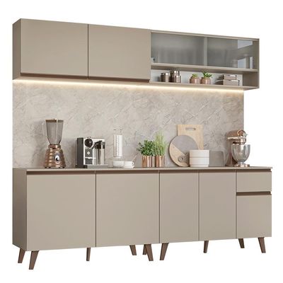 Armário De Cozinha Completa 240 Cm Nice Madesa 02 Crema