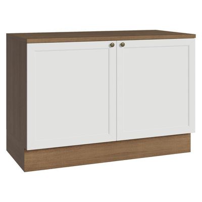 Balcão De Cozinha 120 Cm 2 Portas Rustic/branco Vik Madesa Rustic/branco
