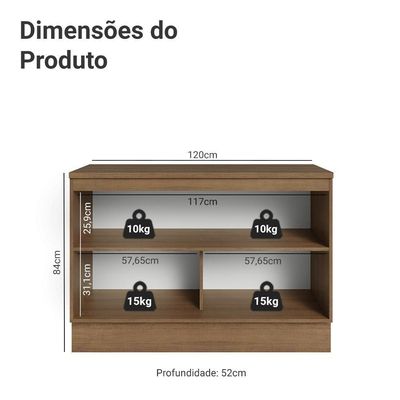 Balcão De Cozinha 120 Cm 2 Portas Rustic/branco Vik Madesa Rustic/branco