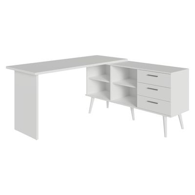 Escrivaninha Penteadeira De Canto 3 Gavetas Madesa Branco