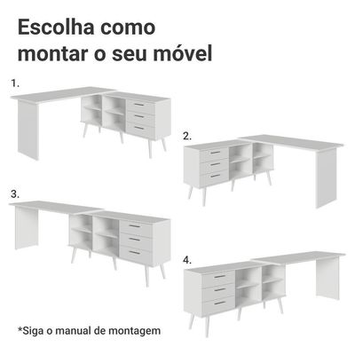 Escrivaninha Penteadeira De Canto 3 Gavetas Madesa Branco