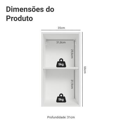 Armário Aéreo 35 Cm 1 Porta Branco-crema Vik Madesa Branco-crema