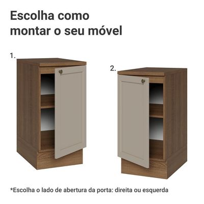 Balcão De Cozinha 40 Cm 1 Porta Rustic-crema Vik Madesa Rustic-crema