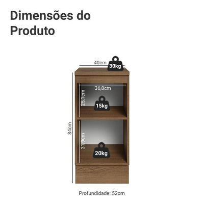 Balcão De Cozinha 40 Cm 1 Porta Rustic-crema Vik Madesa Rustic-crema