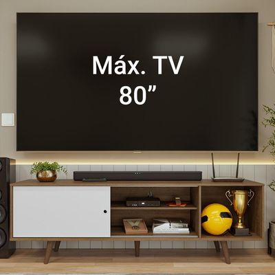 Rack Para Tv Até 80 Polegadas 160cm Com Pés Rustic/branco/rustic Torino Madesa Rustic/branco