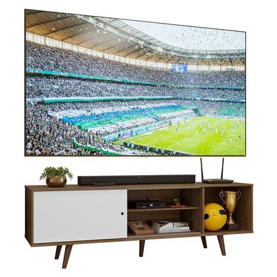 Rack Para Tv Até 80 Polegadas 160cm Com Pés Rustic/branco/rustic Torino Madesa Rustic/branco