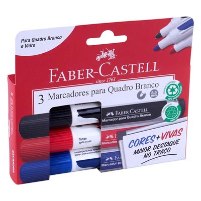 Marcador para Quadro Branco Faber-Castell Color com 3 Unidades
