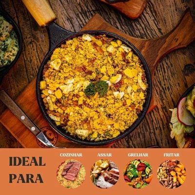 Frigideira Tapioca 18 Cm 0,3 L Em Ferro Fundido E Cabo De Madeira Panela Mineira