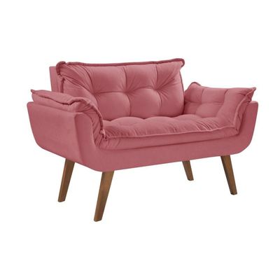 Poltrona Namoradeira Opala Pé Palito Tecido Rosa