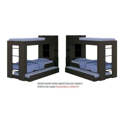 Treliche Ditália Cm-15 Preto Com Cama Auxiliar E Prateleiras