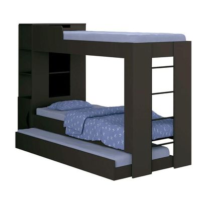 Treliche Ditália Cm-15 Preto Com Cama Auxiliar E Prateleiras