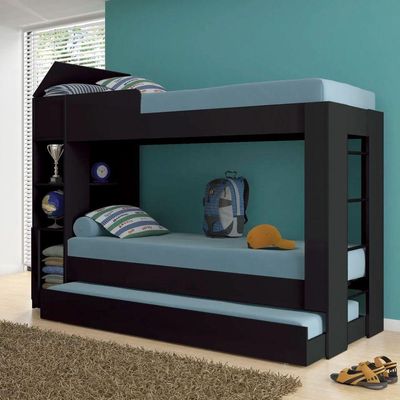 Treliche Ditália Cm-15 Preto Com Cama Auxiliar E Prateleiras