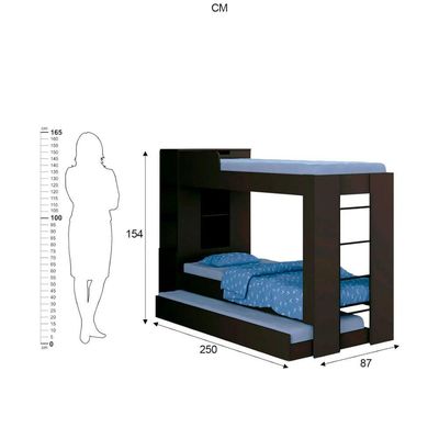 Treliche Ditália Cm-15 Preto Com Cama Auxiliar E Prateleiras
