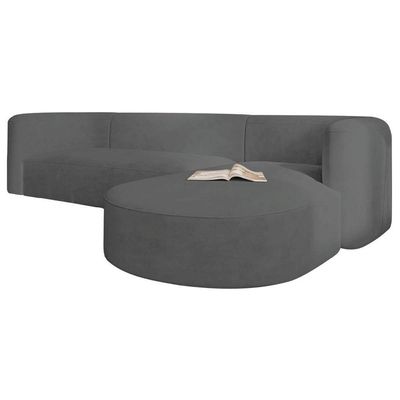 Sofá Modular Celinne Luxuoso Sala De Estar Decoração Luxo 265cm Suede Cinza Escuro