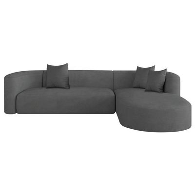 Sofá Modular Celinne Luxuoso Sala De Estar Decoração Luxo 265cm Suede Cinza Escuro