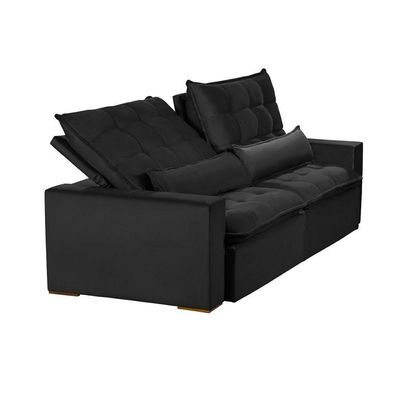 Sofá Modular 5 Lugares 2.50M Retrátil E Reclinável Preto