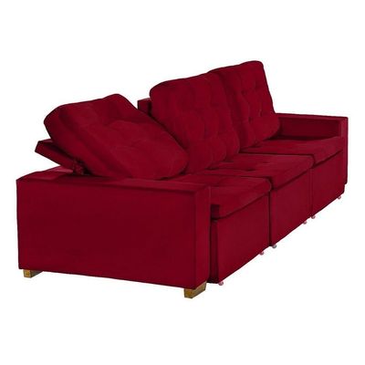Sofá Modular 6 Lugares Retrátil E Reclinável 3.05M Vermelho
