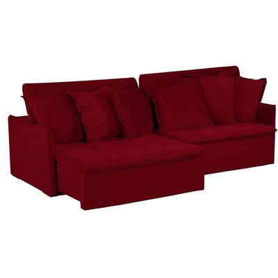 Sofá 5 Lugares Com Molas Retrátil E Reclinável Vermelho