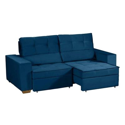 Sofá Baú San Marino Retrátil E Reclinável 3 Lugares Sofatec Azul
