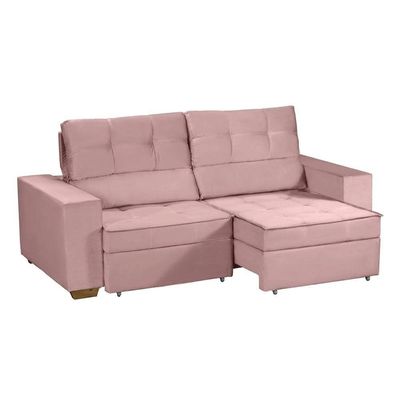 Sofá Baú San Marino Retrátil E Reclinável 3 Lugares Sofatec Rose