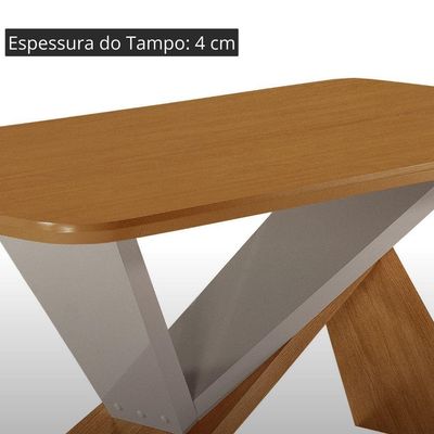 Mesa De Jantar Yasmin 180cm Tampo Mdf Canto Copo Moderna Naturalle/off White