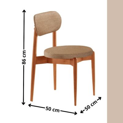 Sala De Jantar Mesa Ballare 120cm Tampo Redondo 4 Cadeiras Linho Palha/imbuia Nat/cinam. Imbuia