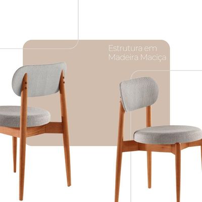 Sala De Jantar Mesa Ballaretampo Redondo 4 Cadeiras Moderna Quartzo/imbuia Nat/cinam. Imbuia