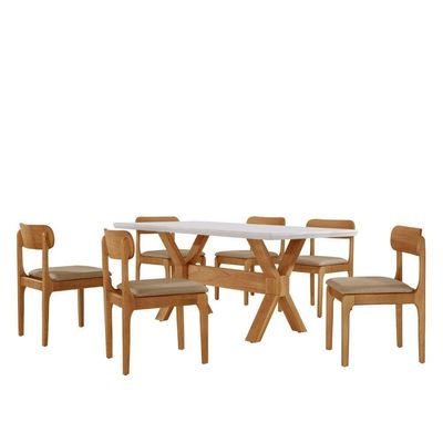 Sala De Jantar Mesa Star Tampo Laqueado E 6 Cadeiras Turim/laq Off/cinam. Imbuia