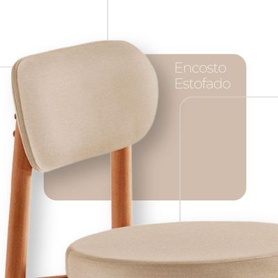 Conjunto 2 Cadeiras De Jantar Ballare Soft Moderna Mobília Linho Off/imbuia Natural