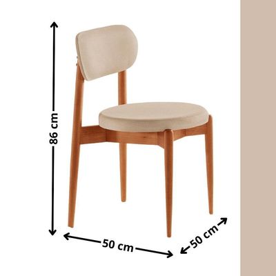 Conjunto 2 Cadeiras De Jantar Ballare Soft Moderna Mobília Linho Off/imbuia Natural