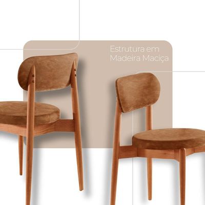 Conjunto 2 Cadeiras De Jantar Ballare Soft Moderna Mobília Star Puce/imbuia Natural