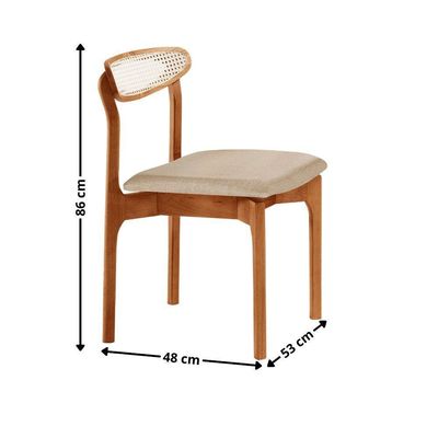 Conjunto 2 Cadeira De Jantar Noronha Premium Moderna Mobília Linho Off / Imbuia Nat.