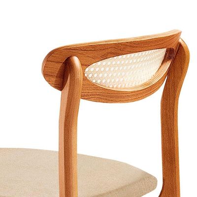 Conjunto 2 Cadeira De Jantar Noronha Premium Moderna Mobília Linho Off / Imbuia Nat.