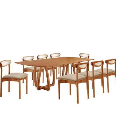 Sala De Jantar Mesa Flora Tampo Laminado Barril 8 Cadeiras Milano/imbuia Nat/cinam. Imbuia