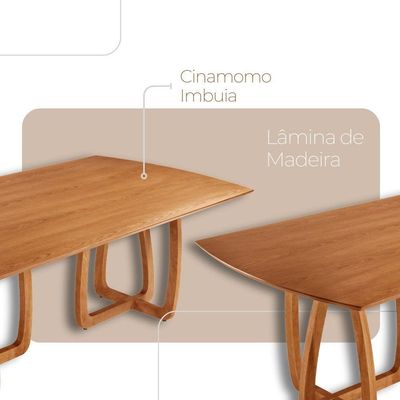 Sala De Jantar Mesa Flora 240cm Tampo Laminado 8 Cad Noronha Linho Off/imbuia Nat/cinam. Imbuia