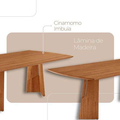 Mesa Para Sala De Jantar Florida 220cm Tampo Barril Laminado Cinamomo Imbuia