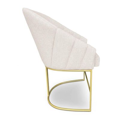 Kit 4 Poltronas Luxo Alana Linho Bege Base Ferro Preto - Pallazio