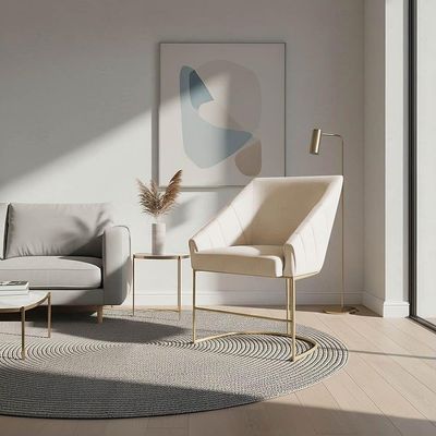 Kit 4 Poltronas Luxo Alana Linho Bege Base Ferro Preto - Pallazio